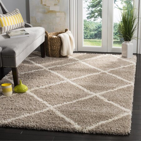 Safavieh 10 x 14 ft. Hudson Shag Power Loomed Large Rectangle Area Rug; Beige & Ivory SGH281S-10